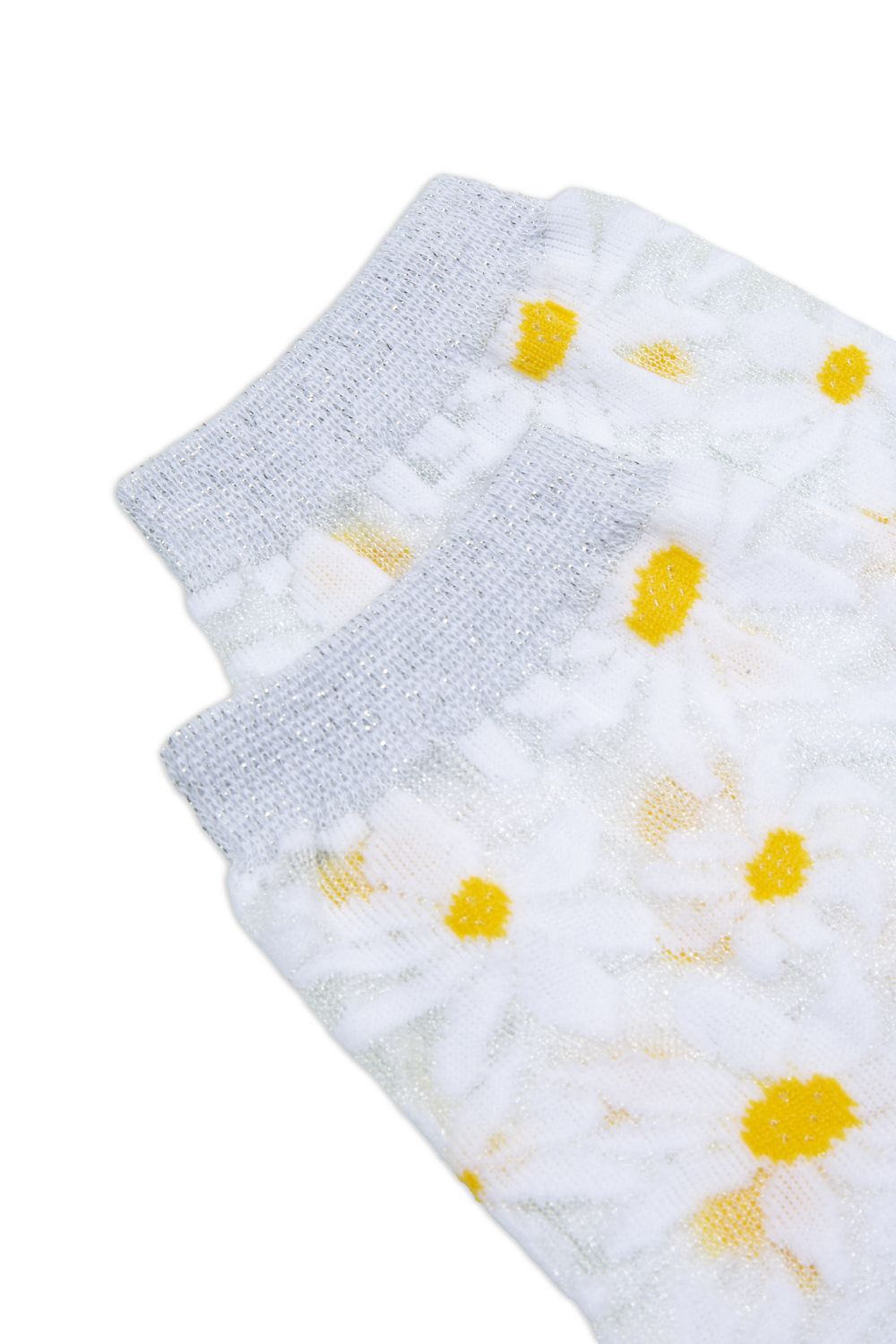 Tumbatu Socken aus transparentem Nylon  Kurze Socken aus transparentem Nylon mit gestickten Blumen